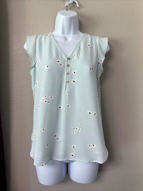 #813 loft Light Mint Floral Top Size Extra Small Petite